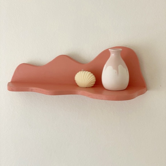 Pastel Coral Squiggle Wavy Floating Shelf - Picture 3 of 4